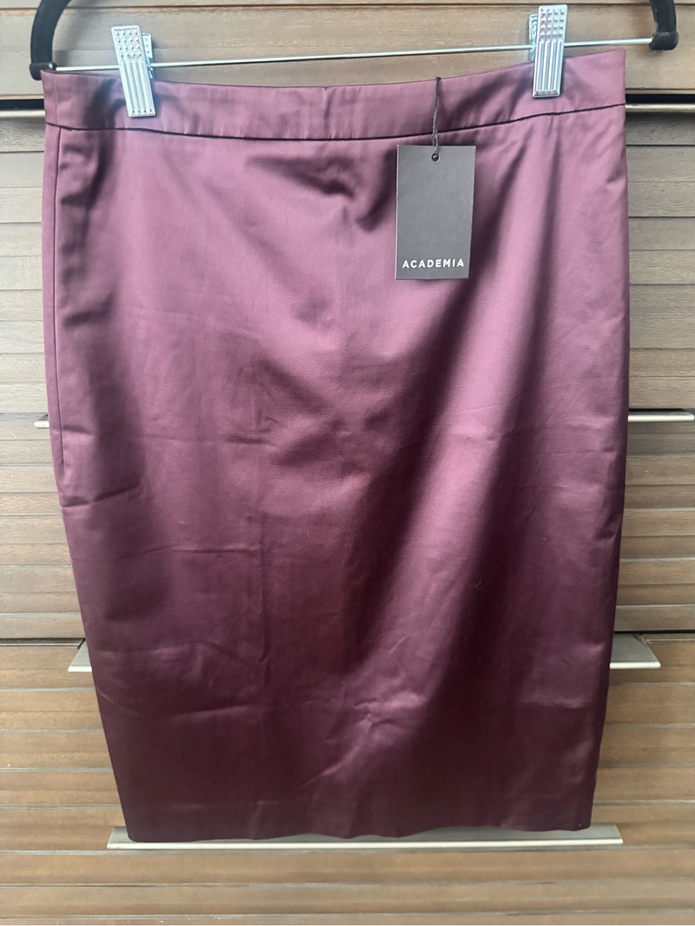 Burgundy Pencil Skirt with Front Zip